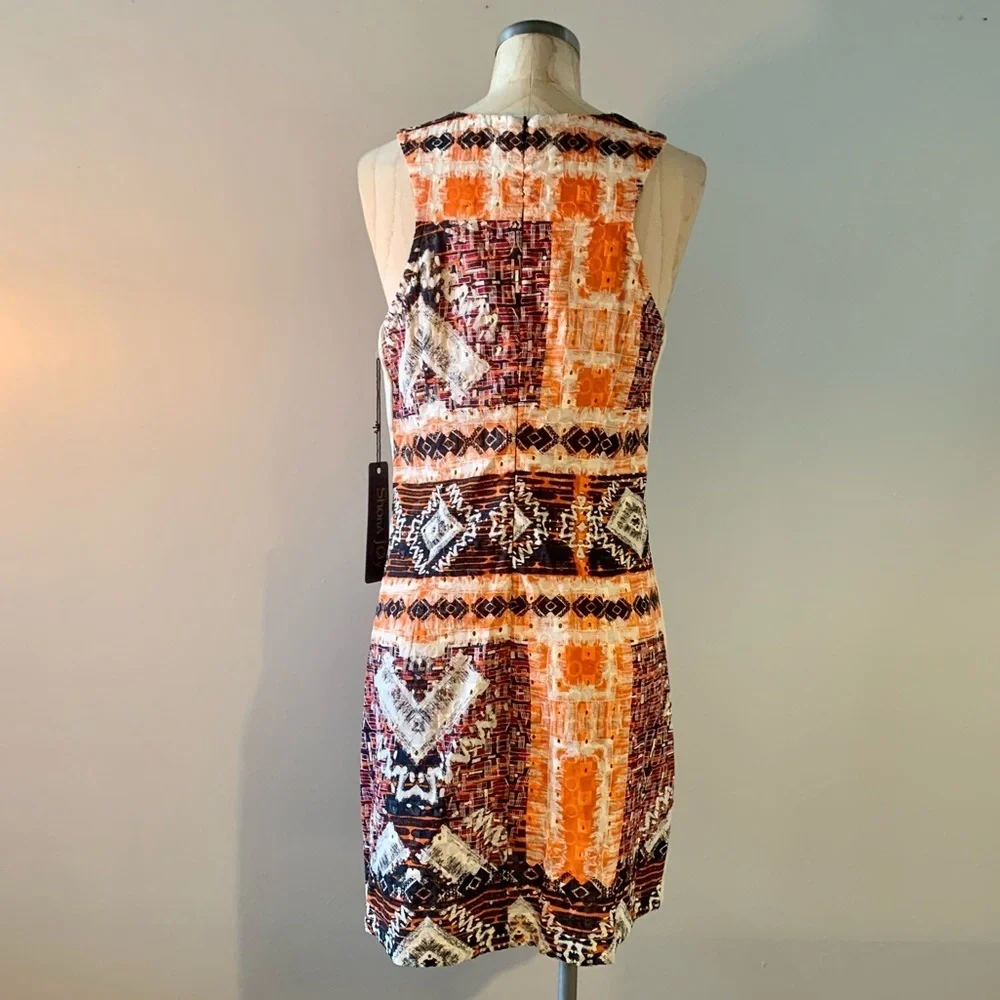 Shona Joy Embroidered Sleeveless Sheath Cotton Summer Dress Womens Size 8 - Picture 5 of 11